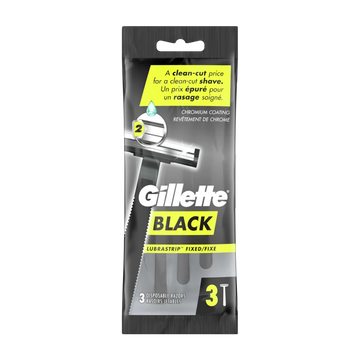 Gillette Black Fixed Mens Disposable Razors 2 blade 3 ct