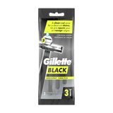 Gillette Black Fixed Mens Disposable Razors 2 blade 3 ct