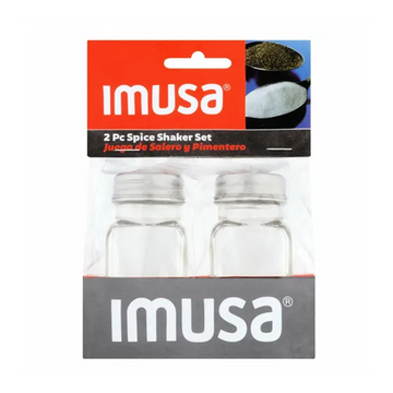 Imusa Salt and Pepper Shaker Glass Set 2 pc - 3.5"