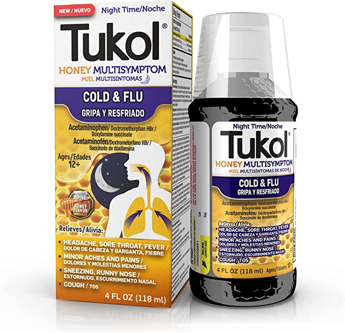Tukol Honey Night Time Cold & Flu Syrup 4oz - Case - 3 Units