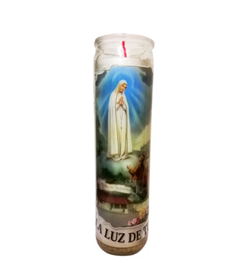 Vel Mex Nuestra Sra De Fatima White Candle tall