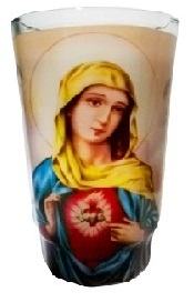 Vel Mex Señora del Sagrado Corazon White Candle lrg cup