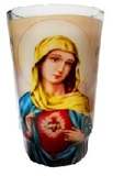 Señora del Sagrado Corazon White Candle lrg cup - Case - 12 Units
