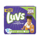 Luvs Diapers Triple Leakguards 34ct Size 3 - Case - 4 Units