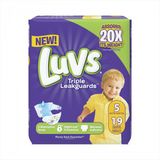Luvs Diapers Triple Leakguards 25 ct Size 5 - Case - 4 Units