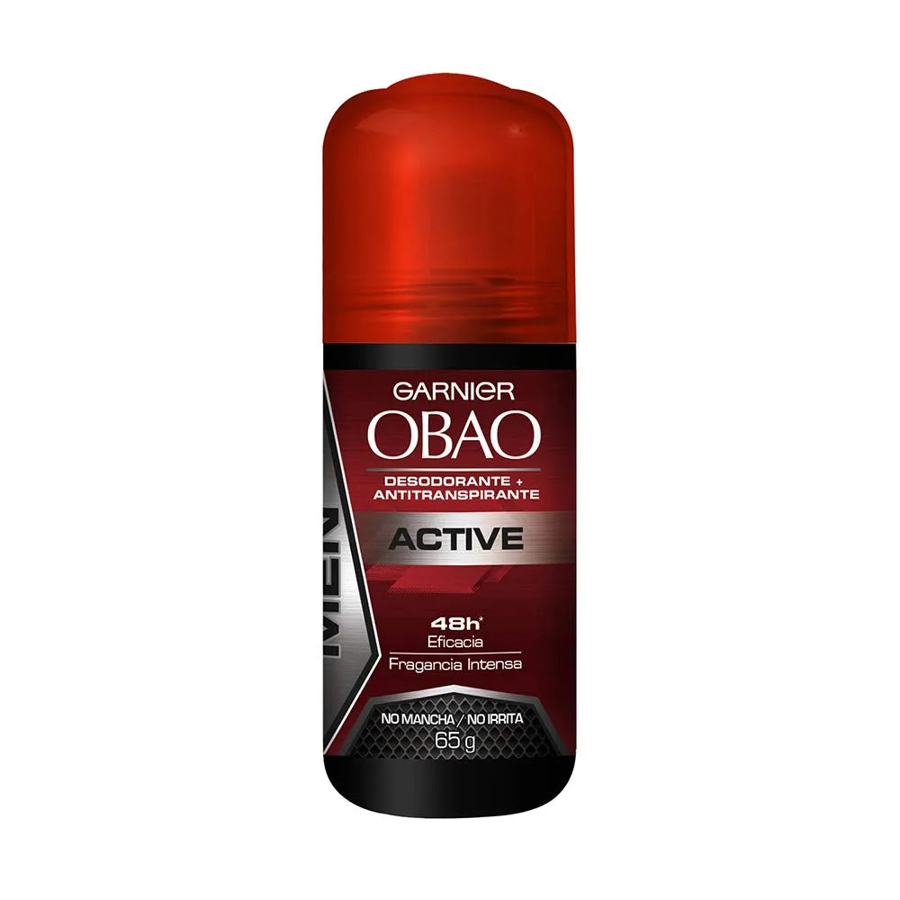 Obao Roll-on For Men Deodorant Active-Red 65ml - Case - 12 Units