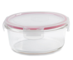 Glass Container Round Red 4.1 cup